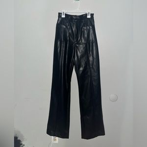 HouseofCB Black Pleather High-waisted Straight-Leg Pants